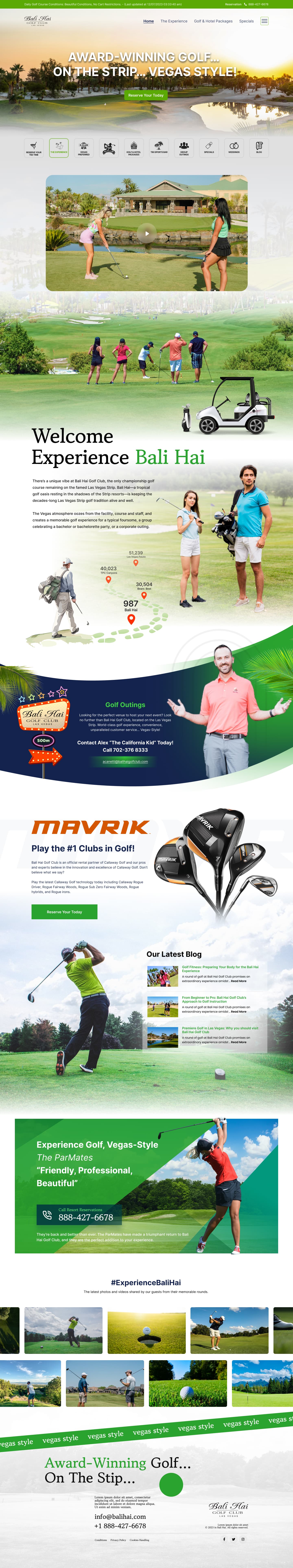 Bali Hai Golf Club website interface