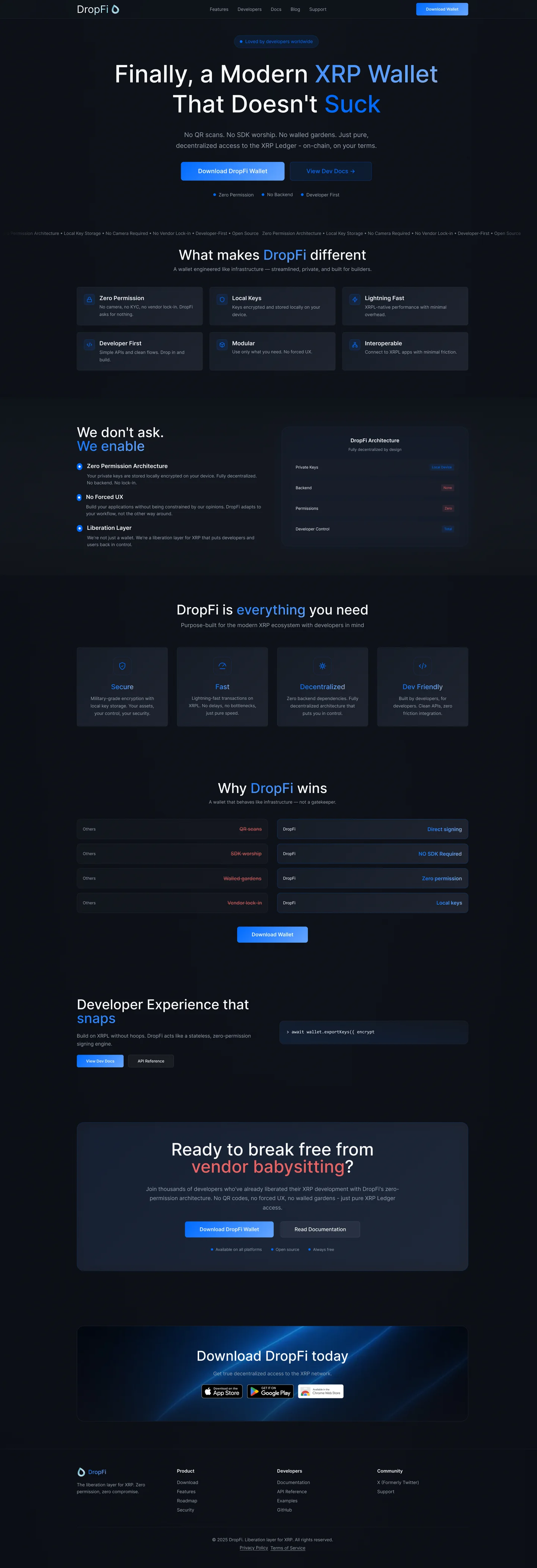 Full DropFi website capture