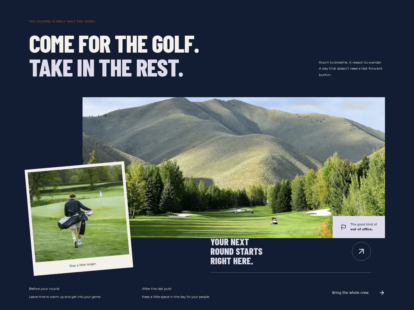 Ocotillo course photography and playing information in an editorial layout