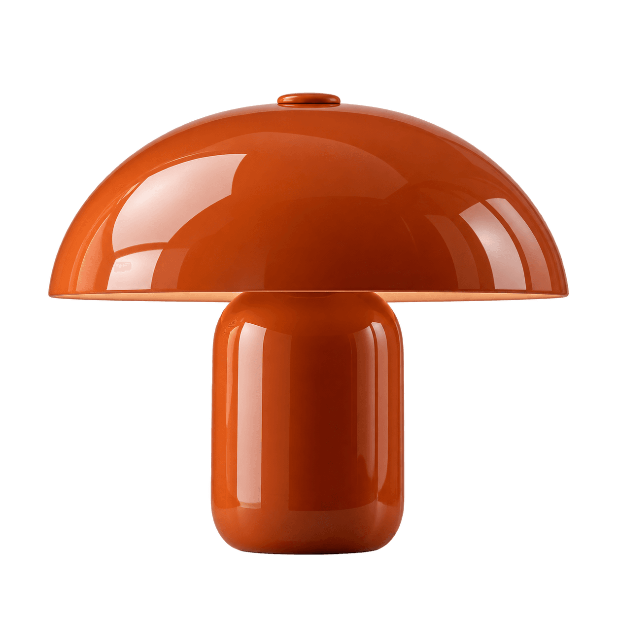 Glossy tangerine dome table lamp with a rounded base