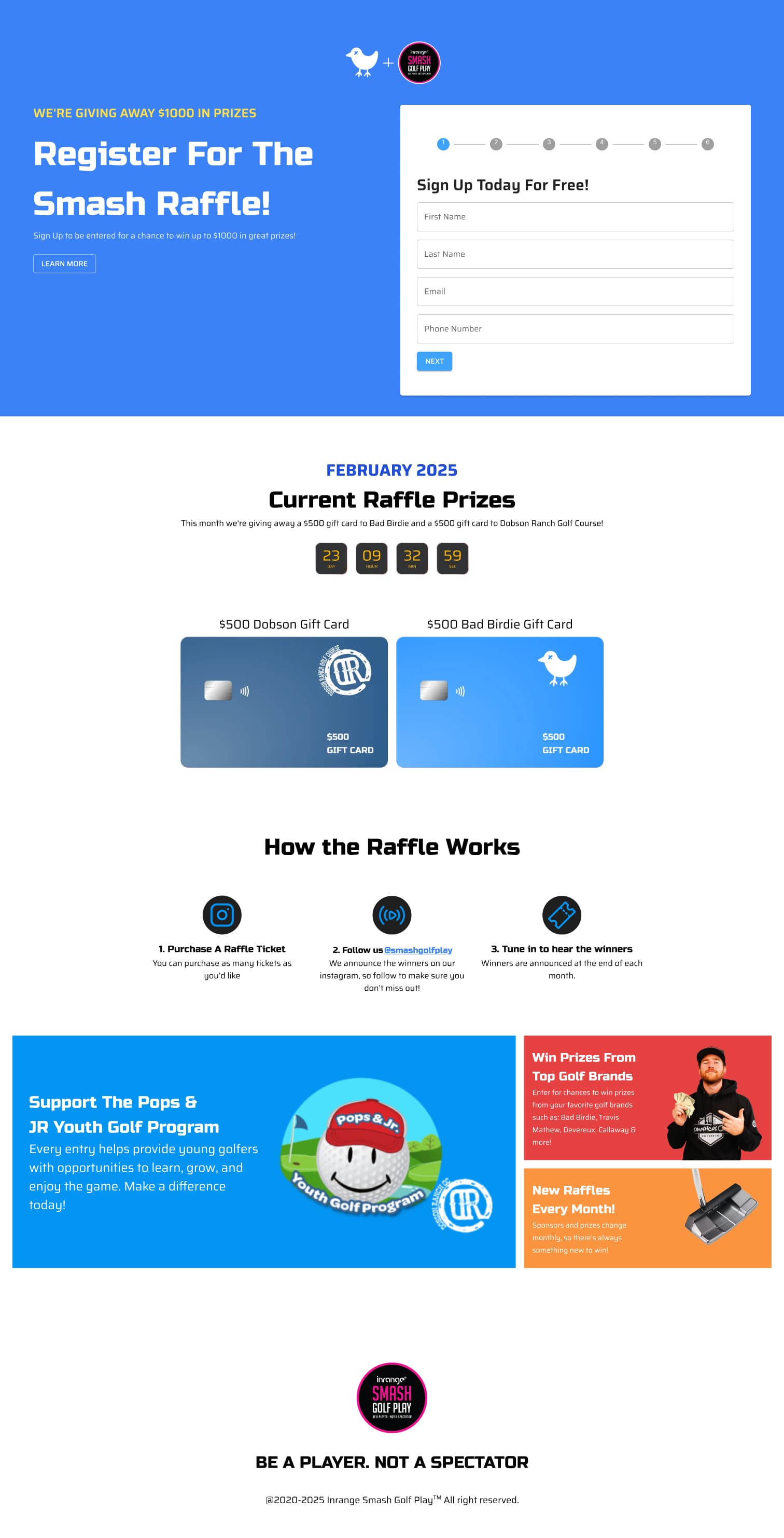 Smash Raffle website design
