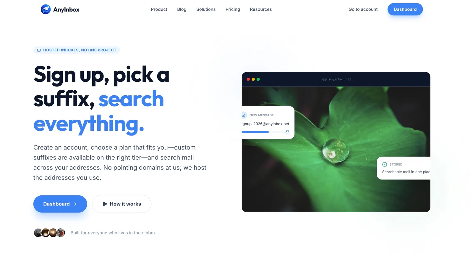 Any Inbox product interface