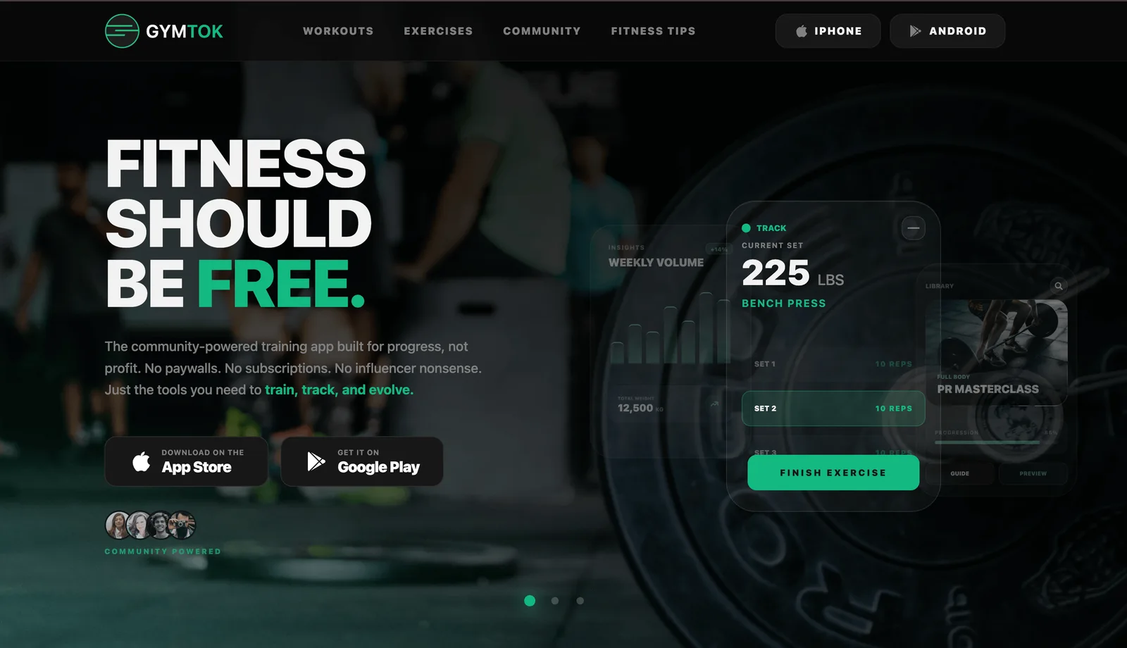 GymTok website design