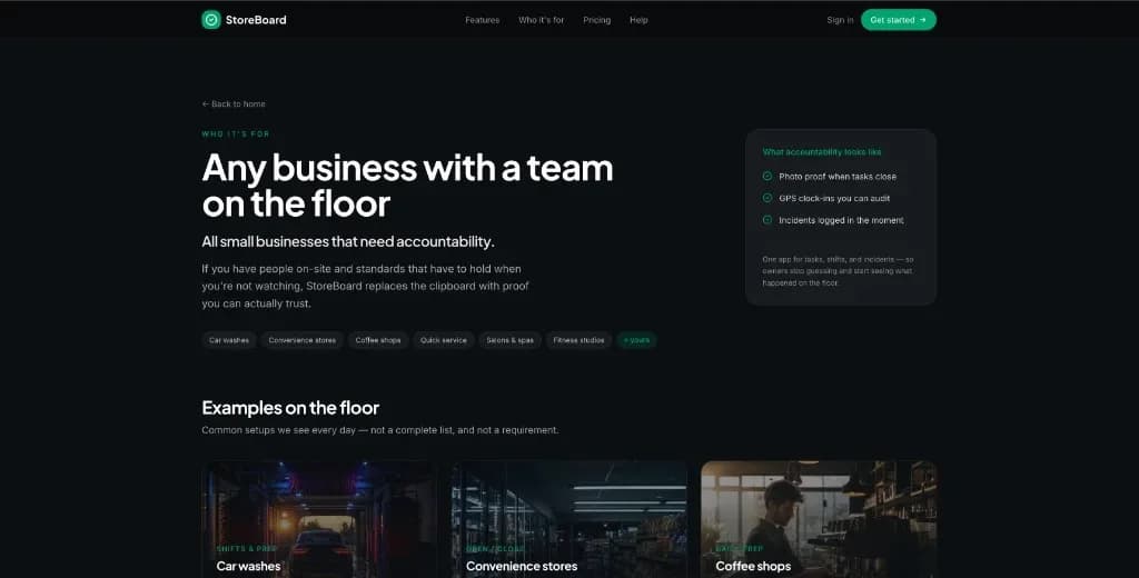 StoreBoard product interface