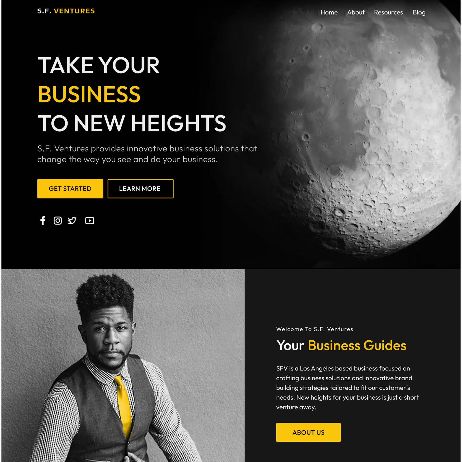 S.F. Ventures website interface
