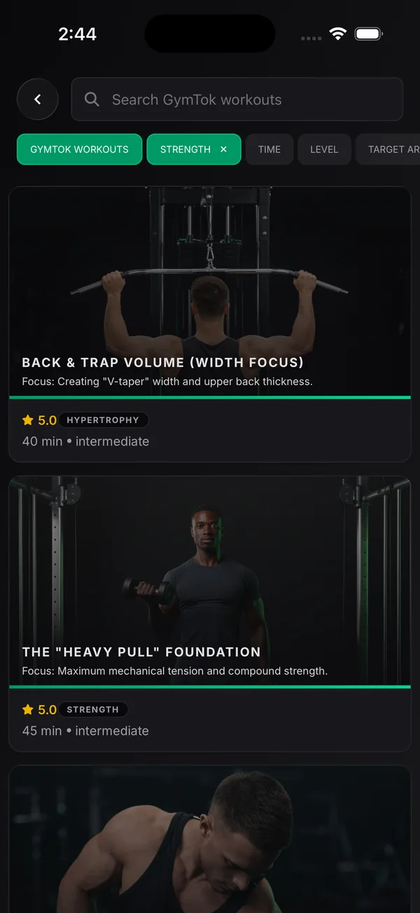 GymTok community screen